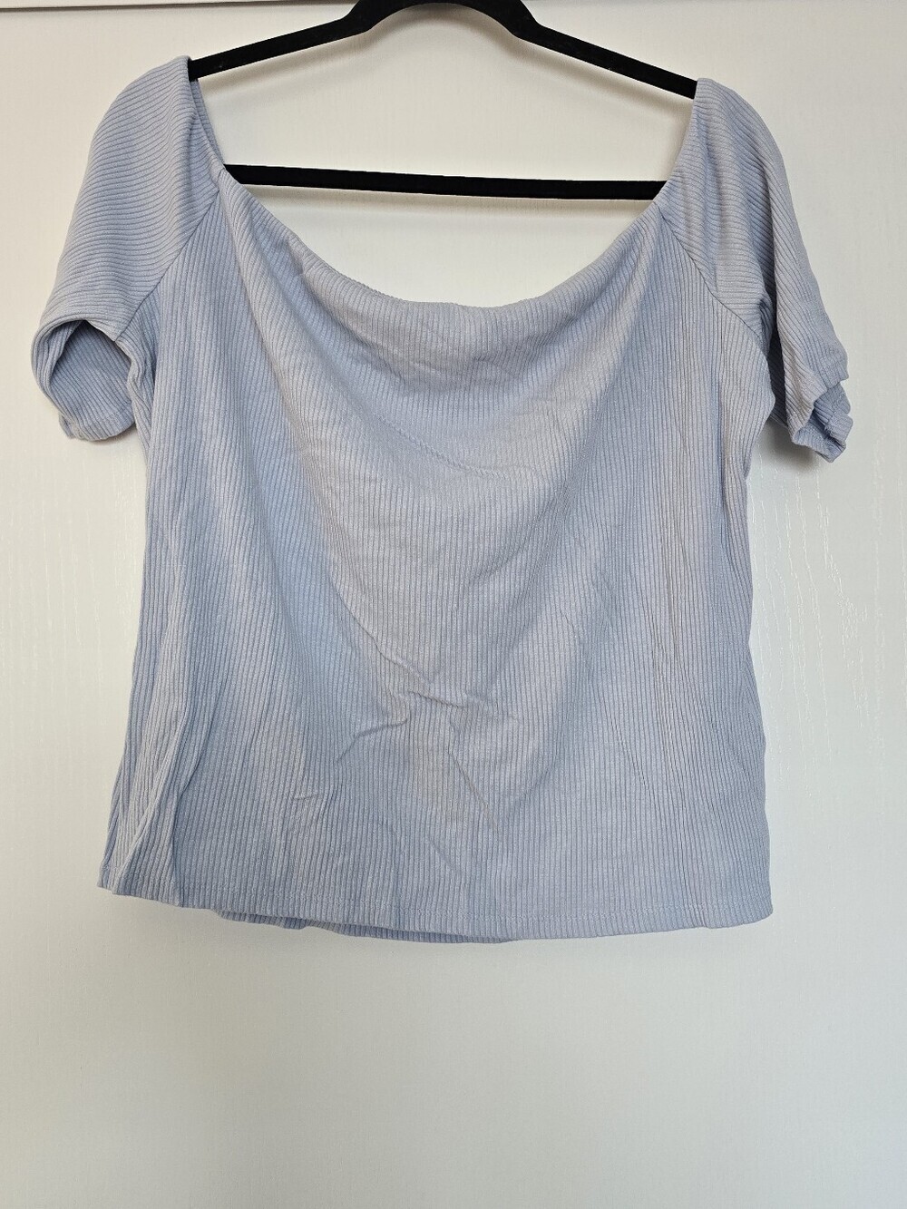 H&M - Light Blue Short-Sleeve Ribbed Top